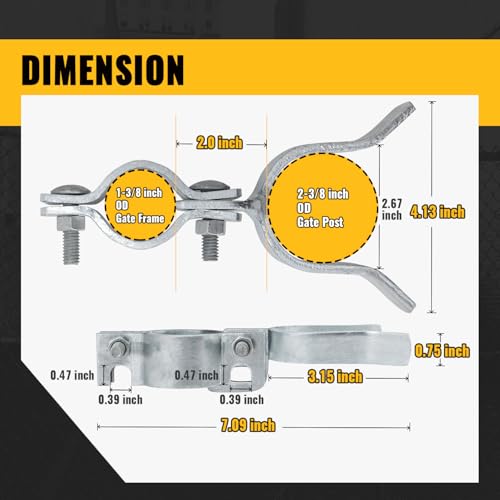 VIVIDA Chain Link Gate Latch 1-3/8" x 2-3/8", Fence Gate Fork Latch, 1 PCS | Galvanized Fence Gate Lock, Chain Link Fence Parts, Bolts & Nuts Included - size: 1-3/8" x 2-3/8" (1 PCS)