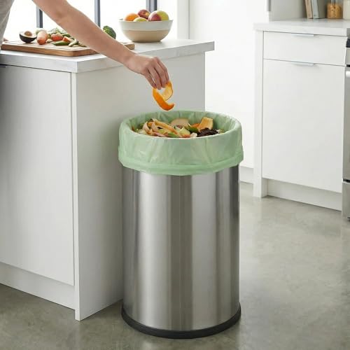 13 Gallon Compostable Kitchen Bags with Handles, 32 Count - Extra Thick 0.9 Mil Tall Kitchen Bin Liners, Seedling Certified, Unscented Food Scrap Bags - color: 13Gal 32Pcs