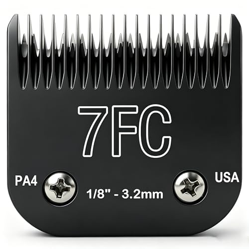 Detachable Steel Pet Dog Clipper Blades, Size-7FC, Compatible with Andis Cut Length 1/8" - size: 7FC:1/8"(3.2mm) Black