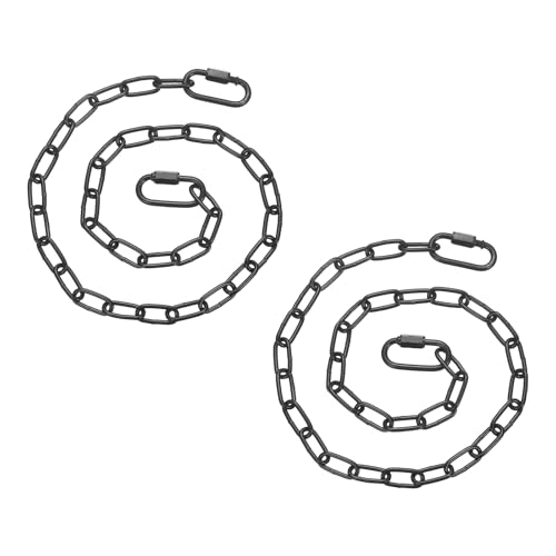 PATIKIL 2 Pcs Gate Chain Lock, 26 in x 2.5mm Dia Alloy Steel Hanging Chain Lock with 2 Clasps for Stall Barn Fence Gate Hammock Swing Punching Sandbag Yoga Gym, Black - size: 26inch x 2.5mm