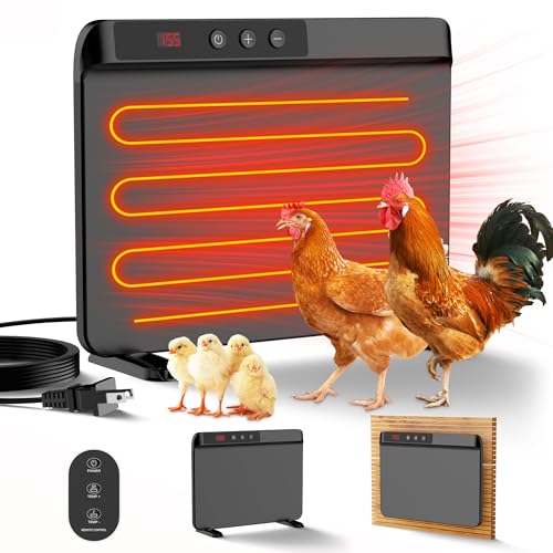 2026 Smart Heater for Chicken Coop, 200W Panel, UL Certified, Black | Heater For Chicken Coop With Adjustable Temp Remote, Winter Heating And Timer Thermostat Compatibility