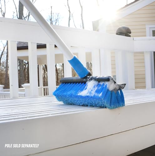Unger Professional Lock-On HydroPower 10” Bi-Level Soft Wash Brush, Compatible with Waterflow Poles, Outdoor Cleaning Supplies, Great for Patios, Siding, Windows, Cars, and Boats - size: 10 inches (Pack of 1), style: Multi-Angle Wash Brush