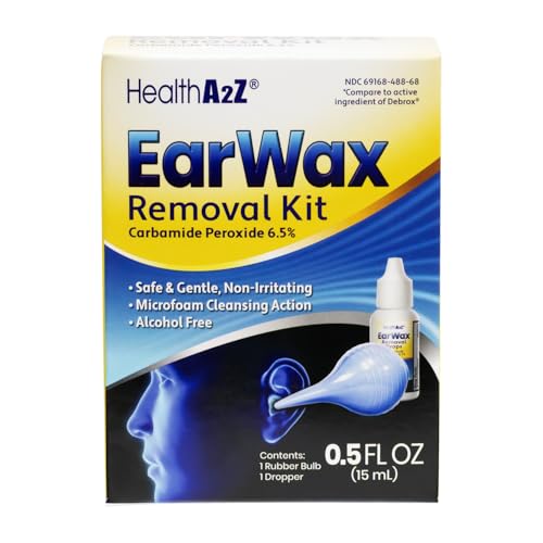 HealthA2Z® Ear Wax Removal Kit, Carbamide Peroxide 6.5%, Rubber Bulb & Dropper, 0.5 fl oz (15mL)