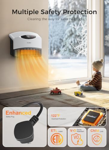 GiveBest 1500W Electric Wall Heater with WiFi & Remote Control | Wall-Mounted, Large Room Coverage, 3 Heating Modes, Fast Heating, Thermostat, 24 H Timer, Works with Alexa for Indoor Use - color: White