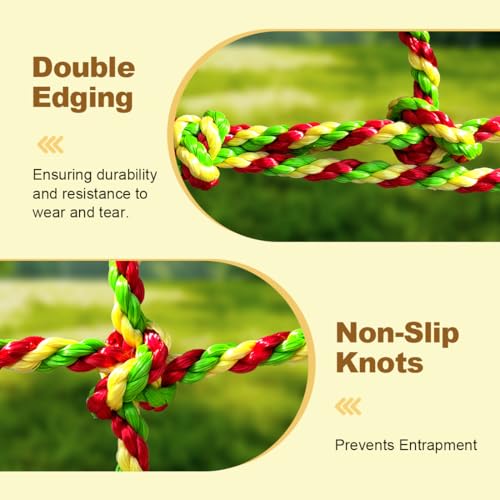Climbing Net, 3.3ft X 6.6ft Polyester Climbing Cargo Net for Kids Outdoor, Heavy Duty Large Military Playground Equipment, Rope Ladder, Swingset, Indoor & Outdoor, Treehouse, Jungle Gyms - size: 3.3ft X 6.6ft