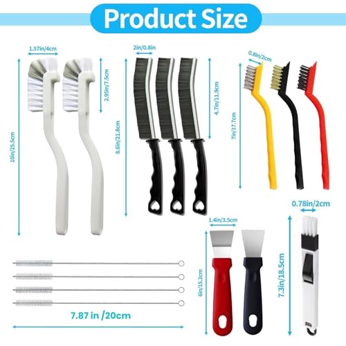 15Pcs Crevice Cleaning Brush Set, Hard Bristle Scrub Brushes Tools for Deep Cleaning Gap,Window Groove Cleaning Brush for Sliding Door Sill Tile Lines Shutter Corner Sink Teapot Bottle (1 Set)