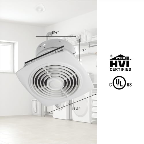 Broan-NuTone 505 Exhaust Fan, White Vertical Discharge Ceiling Ventilation Fan, 8.5 Sones, 200 CFM, 8"
