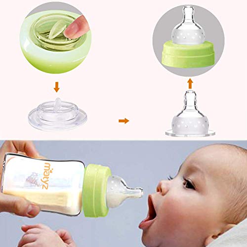 Matyz Glass Breastmilk Storage Bottles, 6 Pack, 6 oz, Compatible with Spectra Medela Breast Pump - Store, Freeze, Warm Up Milk Well - Wide Mouth Breastmilk Storage Containers - No BPA (Green Lids) - color: [Pack of 6] Green Lid - 6 Ounce Clear Borosilicat