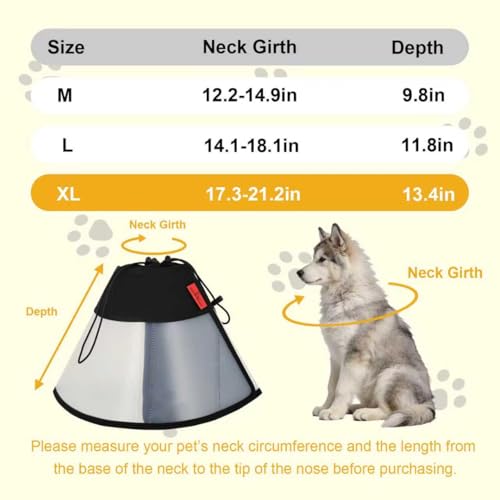 Plastic Dog Recovery Cone Collar, Soft Comfortable Breathable Post-Surgery Pet Cone, Escape-Proof & Easy Clean, Prevents Licking Wounds, Waterproof & Adjustable XL (Neck 17.3"-21.2") - size: XL(Neck 17.3"-21.2")