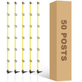 50 Inches Fiberglass Step in Electric Fence Posts,Temporary Fence Stakes for Cows,Sheep and Animals Fence,Snow Fence, Garden Protection,Portable Fence Ideal for Electric Fencing-50 Posts - style: 50Inch-50 Pack