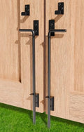 18" Heavy Duty Cane Bolt Gate Drop Rod Extra Thick Hardware Ground Latch | for Wood PVC Vinyl Metal Fences Gates, Double Doors, Black Solid Steel-2 Pack - color: 18 Inch