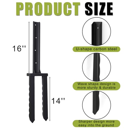 2 Pack 30" Fence Post Repair Kit for Fix 4x4|6x6 Fence Post | Wave Design Fence Post Stake Spike ,Fence Post Anchor Ground Spike for Repair Tilted/Broken Wood Fences Post - size: 2 Pcs