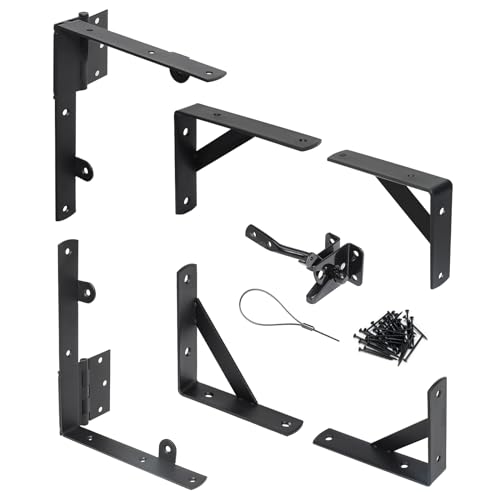 Gate Corner Brace Brackets Heavy Duty Anti Sag Gate Kit with Gate Latch for Wooden Fence Gate Hardware Kit - size: Single Door Set
