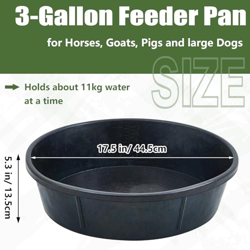 Sadnyy 5 Pcs Rubber Feed Pan 12 Quart/ 3 Gallon Utility Horse Feed Bucket Rubber Bowl Chicken Dust Bath Container Horse Feeder for Goats Livestock Animal Feeding Cats Dogs Pigs - size: 12 Quart/ 3 Gallon