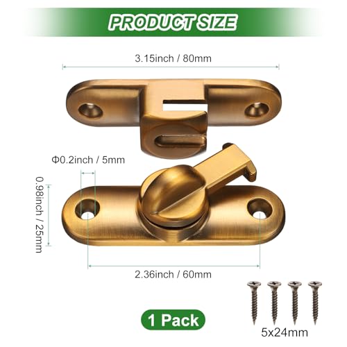 M METERXITY 1-Pack Flip Latch Gate Latch 3in, Yellow Bronze | Zinc Alloy, Flip Sliding Barn Door Lock, with Screws, 90/180 Degree Slide Locks, for Barn Door, Fence, Windows, Cabinets - color: Yellow Bronze