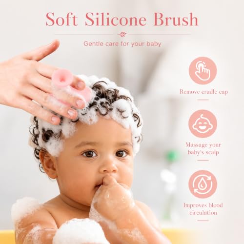 Baby Hair Brush & Comb Set, Organic Wooden Hairbrush Natural Goat Bristles for Newborns & Toddlers, Ideal for Cradle Cap & Itching, Perfect Shower and Registry Gift for Infant, Toddler (2pcs-Pink) - size: 2pcs-pink