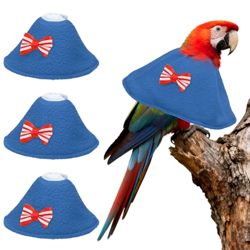 Bird Collars, Bird Cone Collar Protective Recovery Cones, Soft Adjustable Anti-Bite Feather Neck Protector (Blue, S, 3 Pcs), Intended for Budgie/Cockatiel/Lovebirds - color: Blue, size: S
