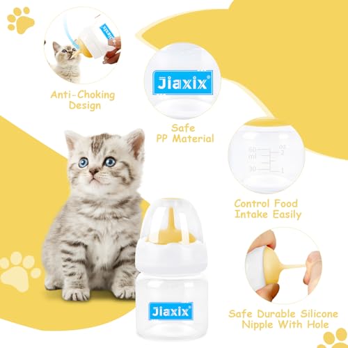 Pet Nursing Bottle Kit for Kitten Puppy,60mlCat Bottle Feeding Kit Nipple Kittens Syringe for Small Cat Dog Newborn Kitten Puppys Rabbits Squirrel Animals (Yellow) - color: Yellow