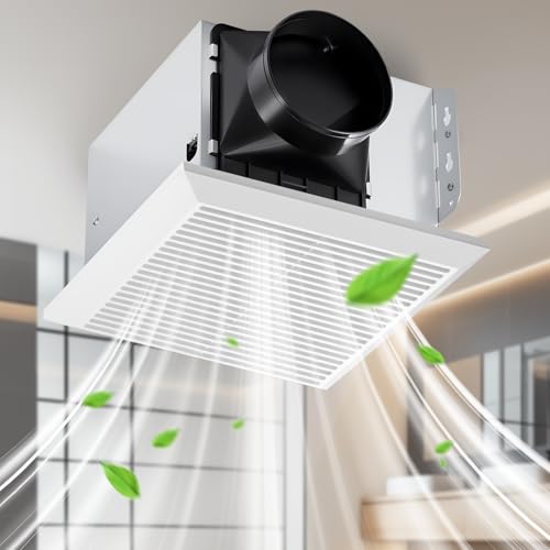 GROWNEER Bathroom Exhaust Fan, 110 CFM 1.0 Sone Bathroom Fan No Attic Access Needed, Ceiling or Wall Mount, 7.68 x 9.25 inch, White - color: No Light