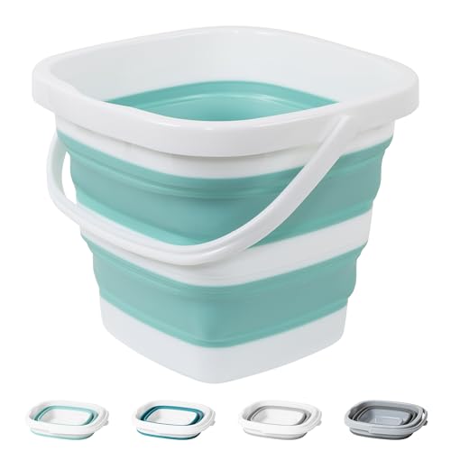 Collapsible Bucket, 1.32 Gallon 5L Small Mop Bucket for Cleaning, Car Washing, Portable Tub for Camping, RV, Beach, Sand, Fishing, Garden, Space Saving Plastic Water Basin Ice Buckets - color: Green, size: 5L