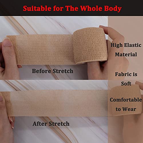 24 Pack Brown Breathable Self Adhesive Bandage Wrap 2 Inch, Multi-Purpose Non-Woven Cohesive Wrap - Vet Wrap | Athletic Tape | Medical Tape, Ankle Sprains, Swelling, Pets. - color: 2 Inch-24 Count Brown
