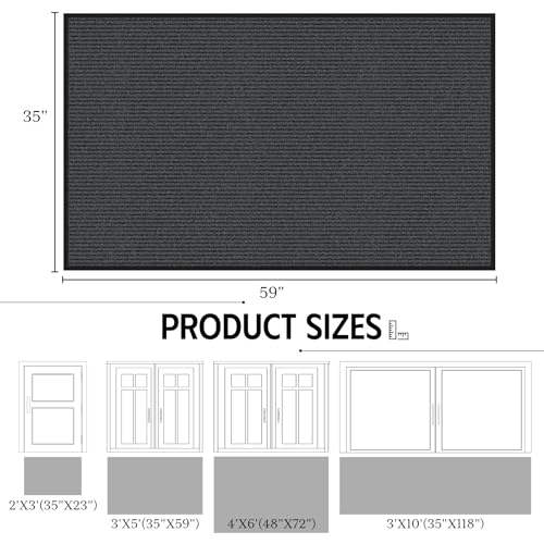 Outdoor Mats for Front Door 3' x 5', Heavy Duty Front Door Mat Outside Entrance, Non-Slip Rubber Backing Outdoor Mats, Absorbent Low Profile Commercial Floor Mat for Office, 2-Pack Grey - color: Grey Striped, size: 3' x 5'-2pack