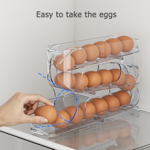 Sotfamily Clear FIFO Egg Holder for Fridge, Egg Dispenser for Eggs 18 Count | Clear PET, Heavy-Duty, Automatic Rolling Egg Organizer, Space-Saving Egg Roller/Container/Storage for Kitchen Countertop - size: 1 Pack