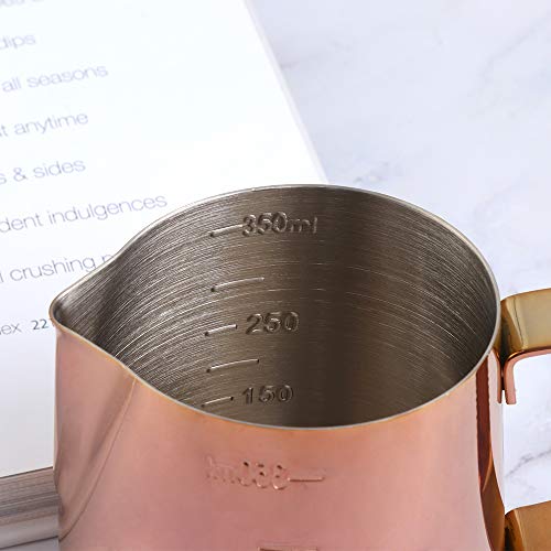 Buyer Star Milk Frother Cup Coffee Frothing Picher Barista Tools Stainless Steel Mental Cup Espresso Accessories Latte Art Steaming Kit (350ml /12oz,Rose Gold) - color: Rose Gold