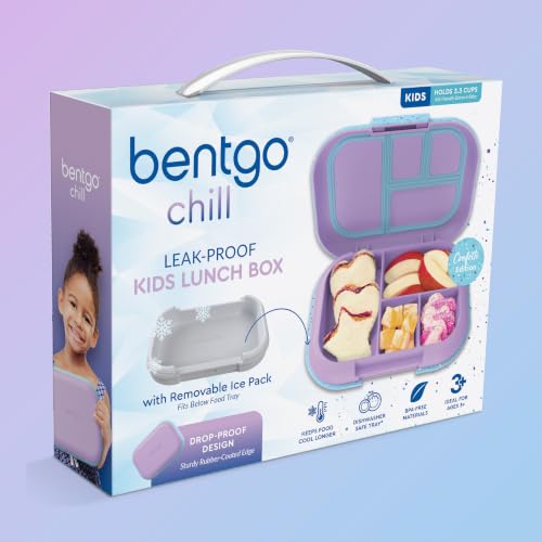 Bentgo Chill Kids 4-Compartment Bento Box Leakproof Lunch Box | Built-In Ice Pack, 3.3 Cup Capacity, BPA-Free, Microwave & Dishwasher Safe Tray, Ideal for Ages 3–7 (Vivid Orchid) - color: Confetti Edition - Vivid Orchid