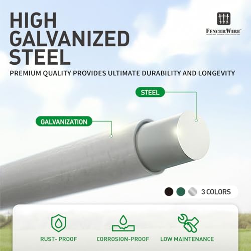 Fencer Wire 11.5 Gauge Durable Galvanized Steel Chain Link Fence Kit, Complete Fencing DIY Set w/Fence Fabric, Gate, Posts, Top Rails & Hardware for Yard, Garden & Animal Enclosures (4ft. x 104ft.) - color: Silver, size: 104 FT