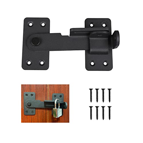 Flip Latch Lock,90 Degre Heavy Duty Gate Latch with Padlock Hole,Safety Door Bolt Latch Lock,Barn Door Lock Suitable for Wooden Fences,cabinets, bathrooms, Toilets, Windows, etc. - size: 1 Piece