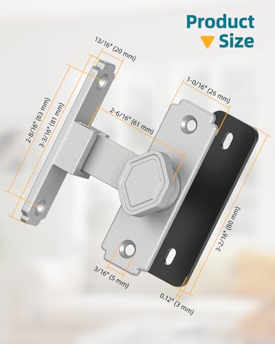 90 Degree Barn Door Lock, Rustproof Sliding Gate Latch, Silver 2Pcs | Multipurpose Security Lock for Bathroom, Cabinet, Pet Cage, Garden Shed, Window And Sliding Wooden Doors - color: Silver-2PCS