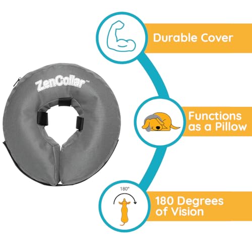 ZenPet Recovery Inflatable Collar for Dogs & Cats – Soft, Comfortable, Safe & Stress-Free Healing Alternative E-Collar After Surgery, Adjustable Donut Design, Secure Fit (XLarge) - size: X-Large