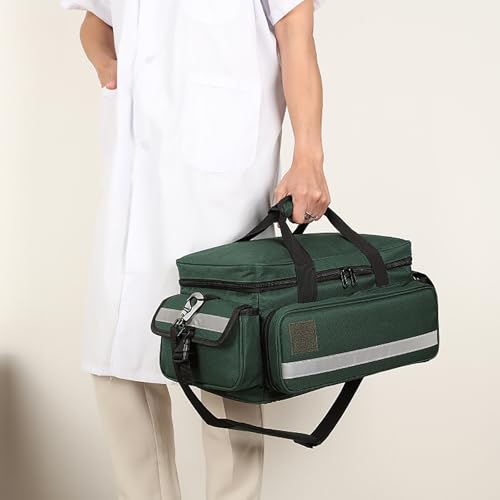 First Aid Bag,Medical Bag,First Responder Bag for Trauma,Medical Bag Organizer with Detachable Dividers for Nurses,Home Health Care,EMT(Bag Only) - color: Green
