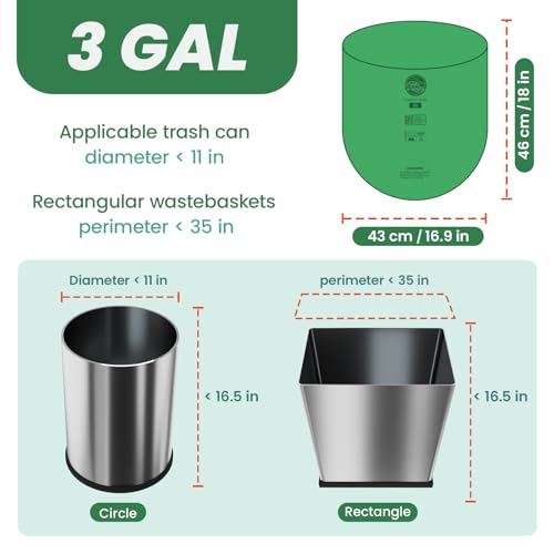 Compost Bags 3 Gallon,100 Count,Compost Food Scrap Waste Bags Fits Countertop Bin,Small Kitchen Food Scrap Waste Bags,Compost bin bags,Certified by BPI,ASTM D6400 and OK compost HOME certified - color: 3G-100count