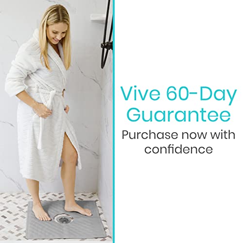 Vive Shower Mat - 22" by 22" Square Non Slip Large Bath Mat for Bathtub - Patented Design - Suction Cup Traction Skid Pad for Stalls Floors Tub - Textured Rubber with Drain Hole | Patented Design - Suction Cup Traction Skid Pad for Stalls Floors Tub - Tex