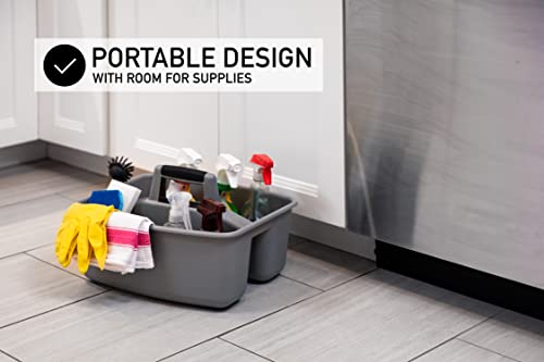 Mighty Tuff Rough and Rugged All-Purpose Cleaning Caddy, Grey/Black 2 Count (CD0170) | Durable organizer for carrying cleaning supplies, tools, and household essentials with a rugged, easy-grip design.