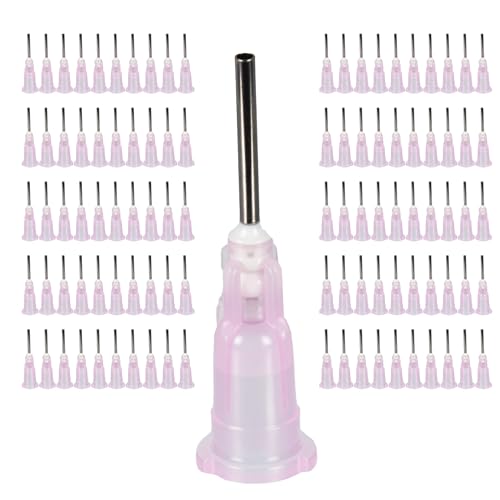 100pcs 18G blunt tip glue dispensing nozzles Blunt-nosed needle glue applicator, used for applying industrial liquids, adhesives, inks, perfumes, lip glosses.0.5 inches - size: 18G 100pcs