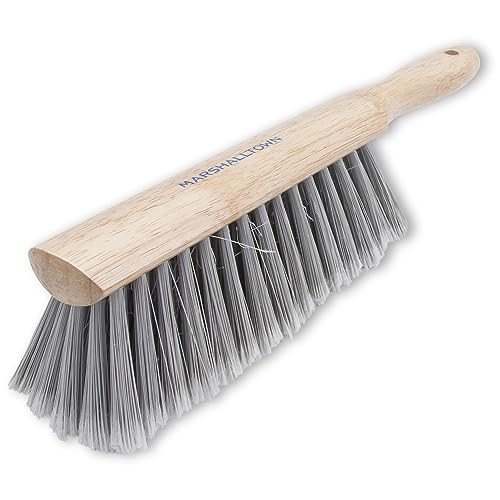 Marshalltown Silver Foxtail Brush, Stiff Bristles, Assembled in the USA | Stiff Soft-Tipped Bristles on 13 1/2 Inch Hardwood Block, Cleans Grout Film from Tile, Bench Brush, Shop Brush, 6520