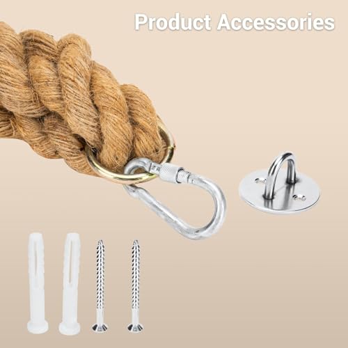 Extra Long 7.9Ft Jute Rope Cat Wall Climber - Heavy Duty Wall Mounted Cat Climbing Pole with Secure Hooks, Indoor/Outdoor Furniture for Active