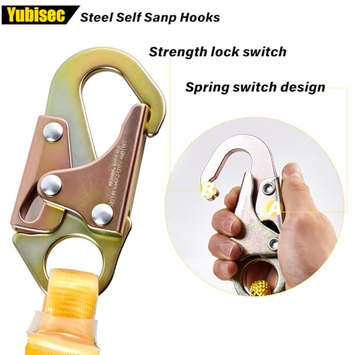 Rope Harness Safety Lanyard 25FT, Vertical Lifeline Assembly | Grab Snap Hooks Shock Absorber, Fall Protection Tree Climbing Lifeline Kit, Heavy Duty Roof Safety - size: 25FT