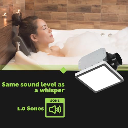 Homewerks 70 CFM Bathroom Exhaust Fan with LED, Matte Black Trim | 1.0 Sones, for Rooms Up to 70 sq ft, Magnetic Trim, Galvanized Steel, EasyAnchor Install, Bathroom Vent Fan with Light - color: 70 CFM Matte Black