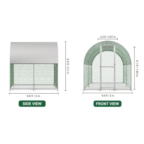 Large Metal Chicken Coop Run for Yard with Cover 6.6x6.6x6.9ft Poultry Cage | Walk-in Coop with Waterproof UV Cover, Upgraded Anti-twist Door for Backyard Hens, Ducks, Geese and Farm Yard Use - size: 78.7"L x 78.7"W x 82.7"H