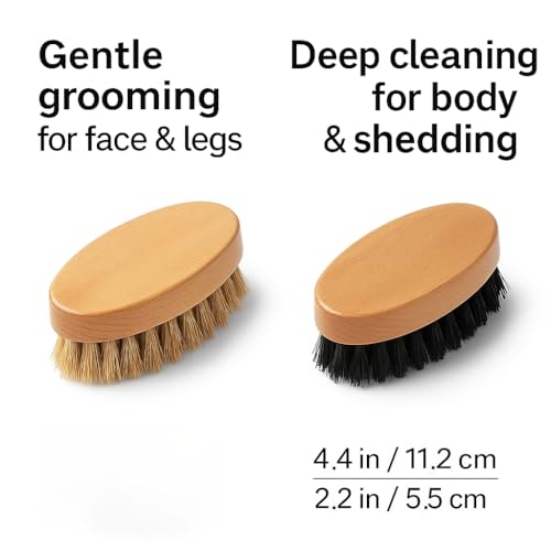 Goat Grooming Brushes, Soft Bristle and Firm Nylon Set, 2 Pack | Wooden Body Brushes, For Goats, Sheep, Calves, Horses, Dogs And Pigs, Face, Leg And Coat Grooming