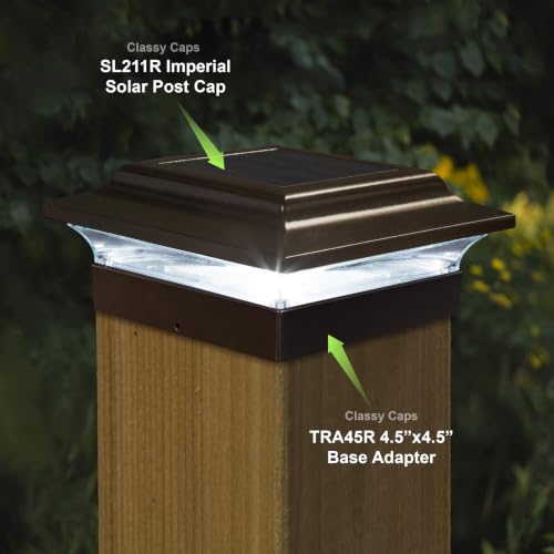 Classy Caps Imperial Solar Post Cap - Heavy-Duty Cast Aluminum - Warm/Cool Light Color Modes (Bronze, 4.5x4.5) - color: Bronze, size: 4.5x4.5