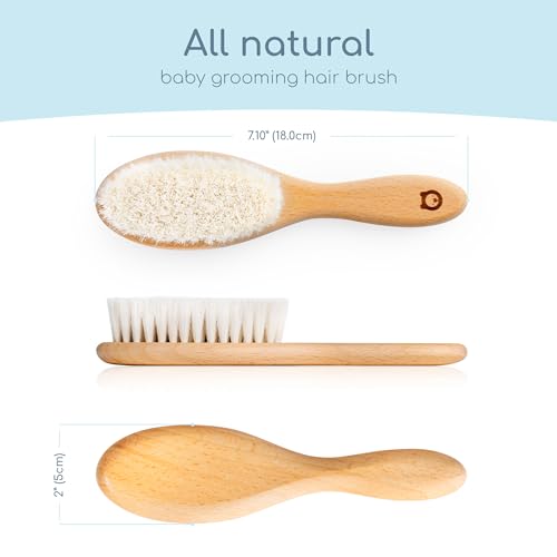 Soft Wooden Baby Hair Brush for Newborns & Toddlers in Chic Gift Box - Ultra Soft Natural Goat Hair - Perfect Registry Gift (Goat hair brush - Oval) - color: Goat hair brush - Oval