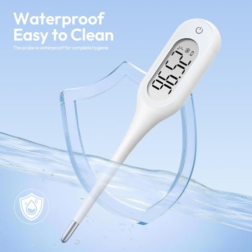8 Seconds Basal Thermometer for Adult & Kids, Accurate & Safe Thermometer (11 Pack) | Fever Alarm and Memory Recall, Oral, Ovulation or Underarm Use - size: 11 Pack