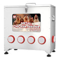 Sidasu 110 lbs Chicken Feeder No Waste-10 Port Large Chicken Feeder with Adjustable Height,Locking Lid,Rainproof-Metal Poultry Feeders for Chickens (Sliver, 23.76 * 22.78 in)