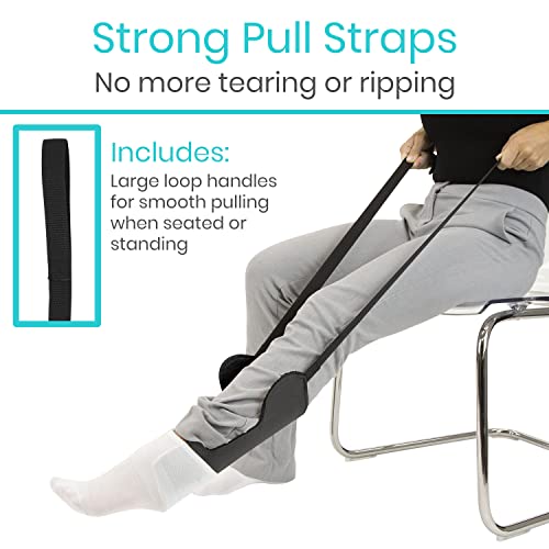 Vive Flexible Sock Aid for Putting on Socks - Extra Wide Sock Puller | Seniors - Soft, Flexible Sock Assist Device for Elderly - Sock Donner & Sock Helper Tool - Easy On & Easy Sock Help Device