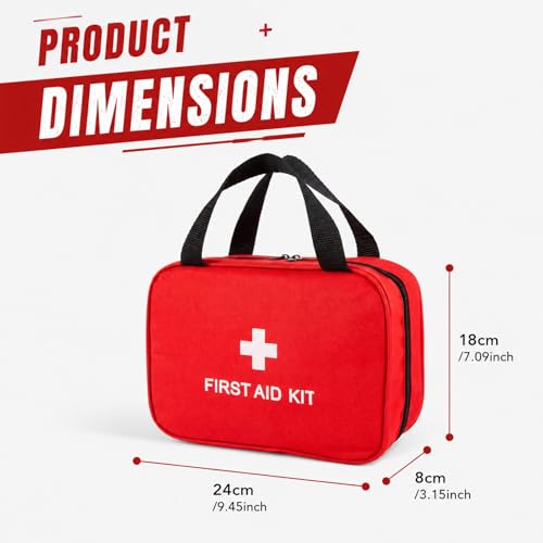Red Empty First Aid Bag, Portable Oxford Cloth Emergency Medical Pouch, Compact First Aid Storage Bag for Travel, Outdoor, Home and Office